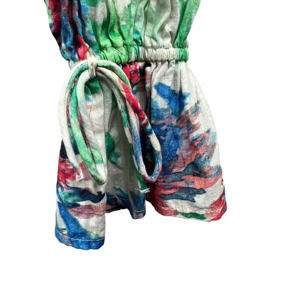 Anthropologie Floral Plunging V Long Sleeve Crop Top Size L Large Tie Back - Picture 8 of 14